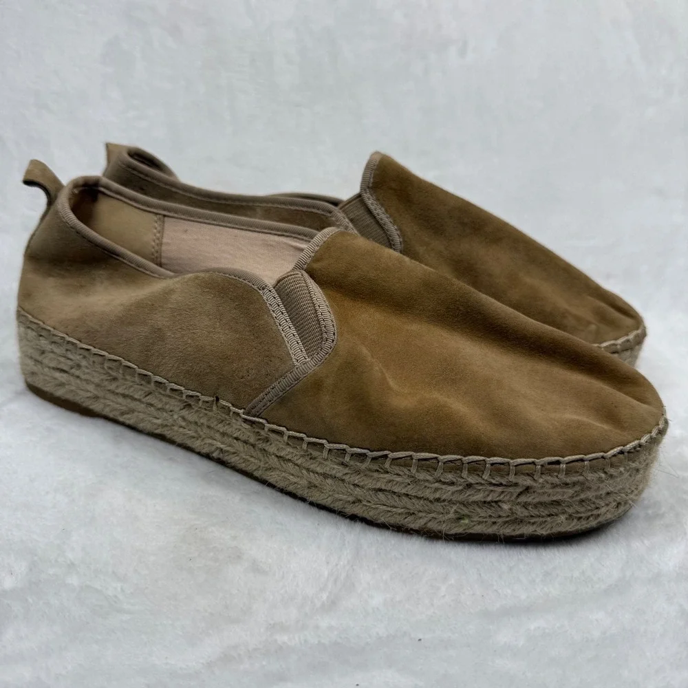 Sam Edelman Khloe Tan Suede Espadrille‎ Platform Slip On Flats 10M
